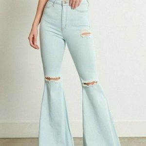 Flare ripped denim